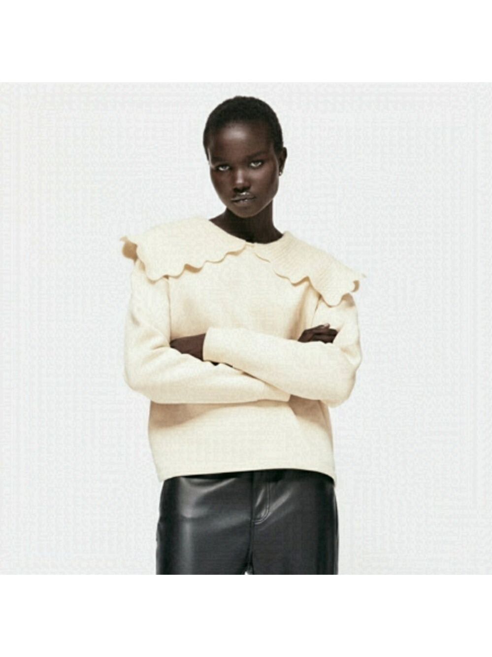 NWT Zara Tricot Lapel Knit Collar Sweatshirt